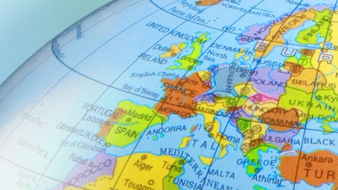 Globus mit Blick auf den Ausschnitt mit Europa