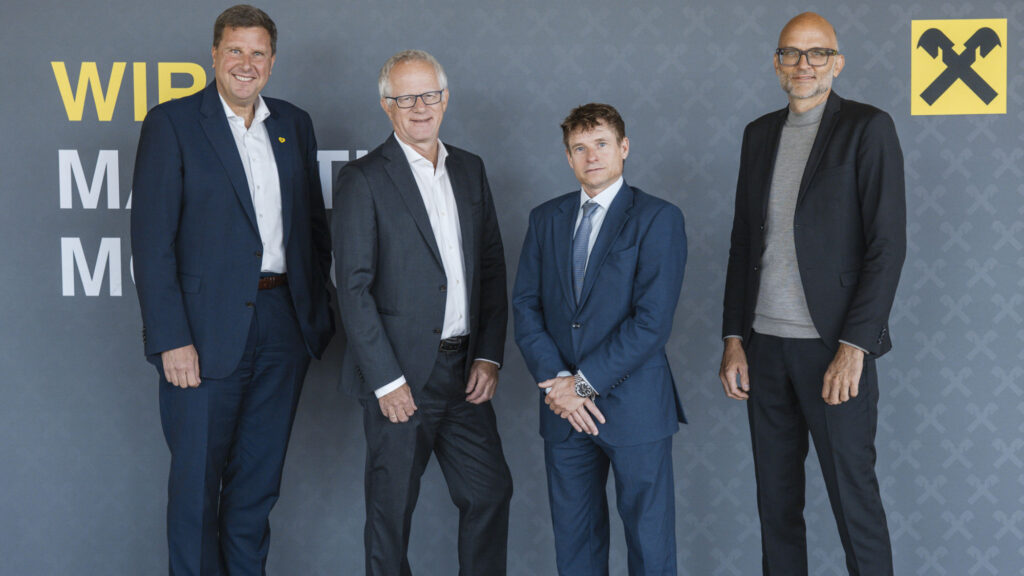 RLB-Tirol-Vorstandsvorsitzender Thomas Wass, IV-Tirol-Präsident Max Kloger, Gunter Deuber und Stefan Haigner